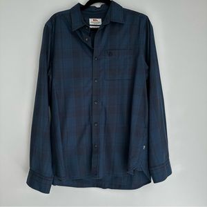 Faherty Mens Flannel Plaid Button Down Long Sleeve Shirt Blue Medium